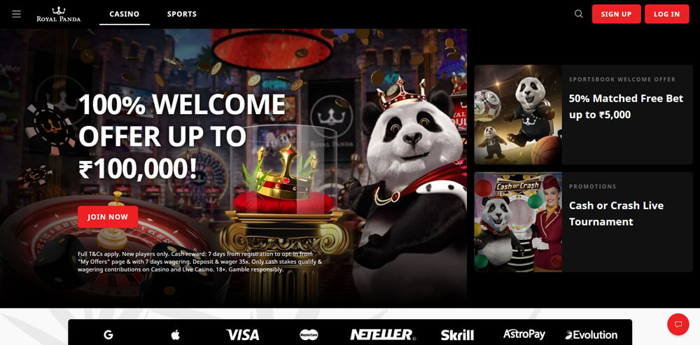 Royal Panda Kasino-Bonus