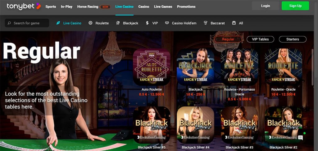 Spil Baccarat med rigtige penge på tonybet Casino