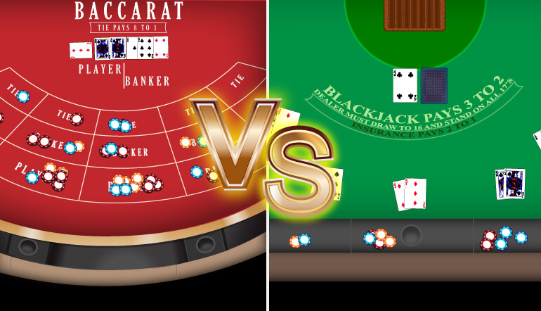 Baccarat vs Blackjack pagrindinis