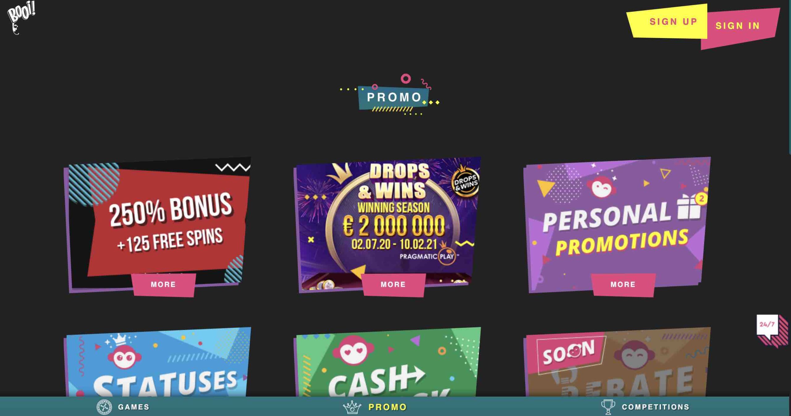 Booi Casino Bonusi in promocije